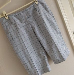 NWT Adidas Women Plaid Golf Bermuda Stretch Shorts